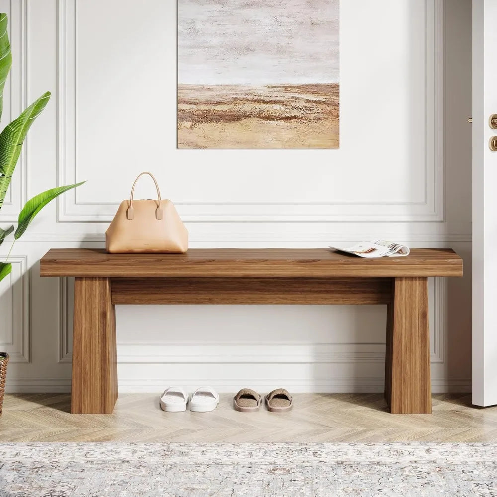 Wooden Entryway Bench, Wood Dining Table Bench with Sturdy Frame for Dining Room Bedroom Living Room Hallway Kitchen