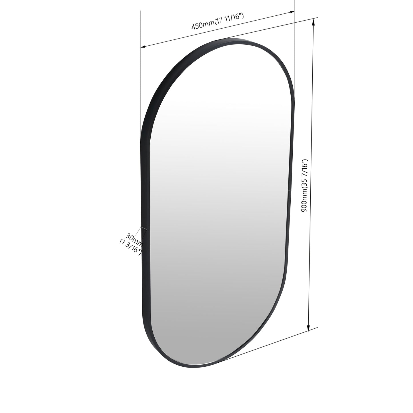 Bathroom Mirror Black Aluminum Frame