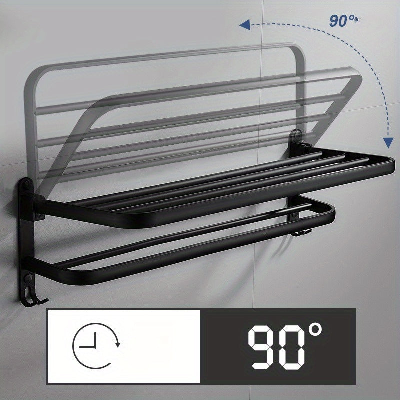 WallMounted Bathroom Towel Rack and Shelf Combo