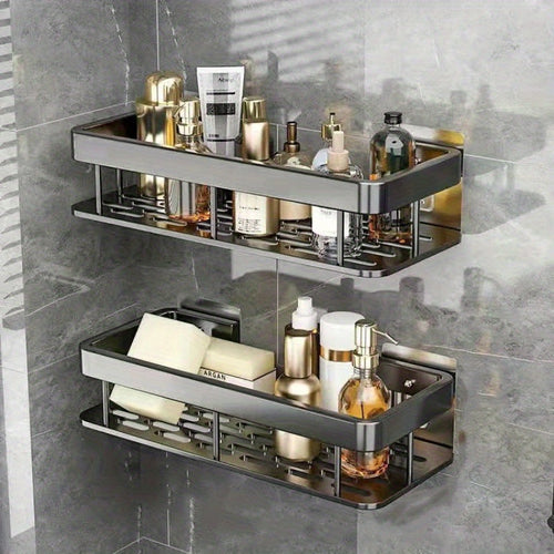 Luxury NoDrill Stainless Steel Bathroom Storage Shelves