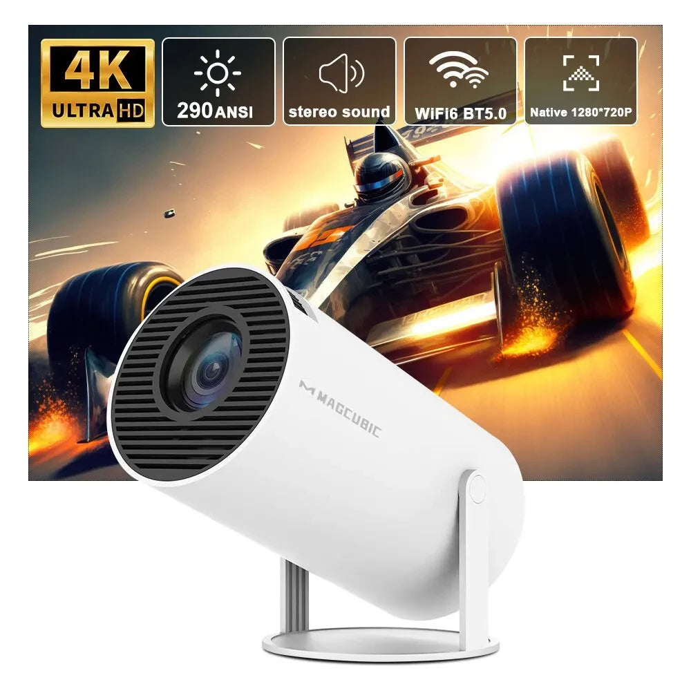 Magcubic Projector Android 11 4K 1280*720P HY300 Pro + Dual Wifi 260ANSI 180°flexible BT5.0 Cinema Outdoor Portable Projector