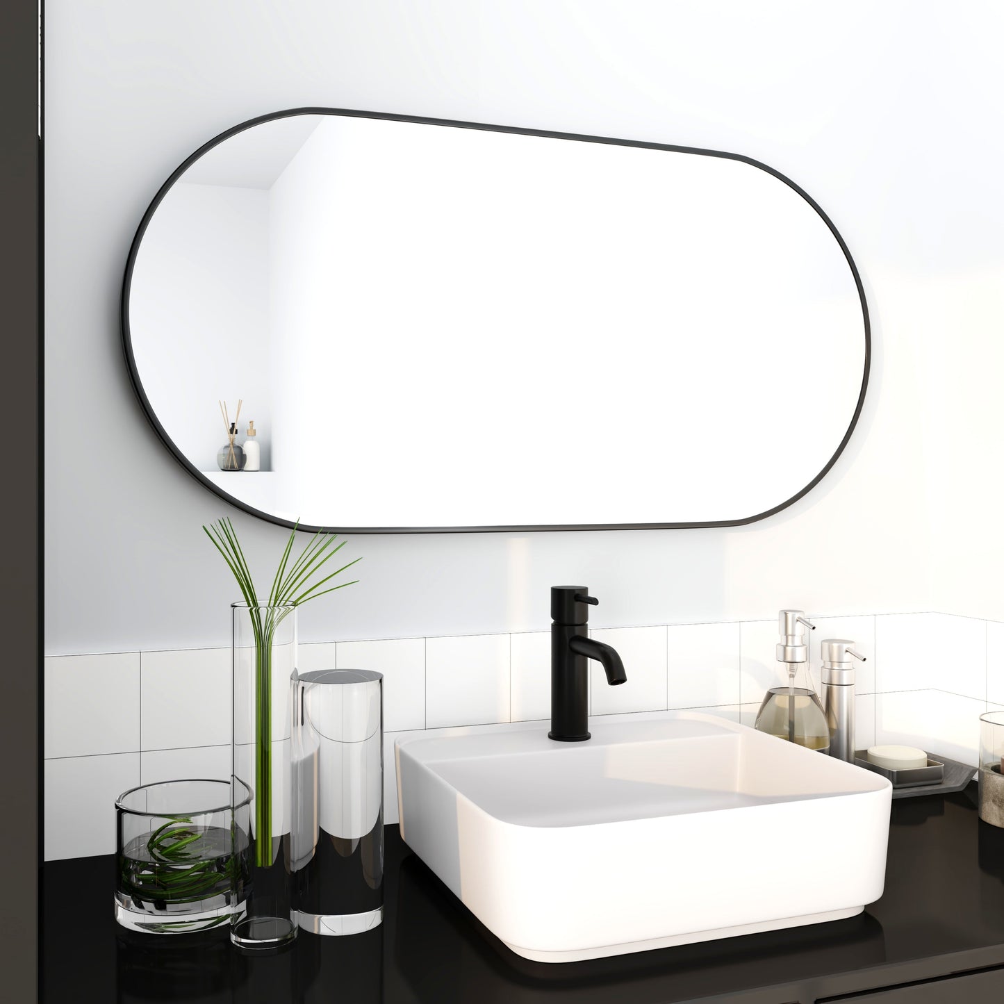 Bathroom Mirror Black Aluminum Frame