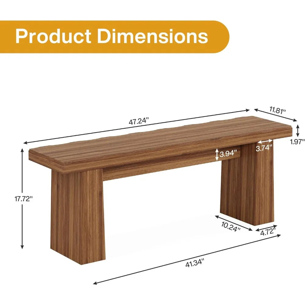 Wooden Entryway Bench, Wood Dining Table Bench with Sturdy Frame for Dining Room Bedroom Living Room Hallway Kitchen