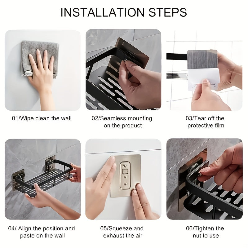 RustResistant NoDrill Bathroom Shelves SpaceSaving Shower Organizer