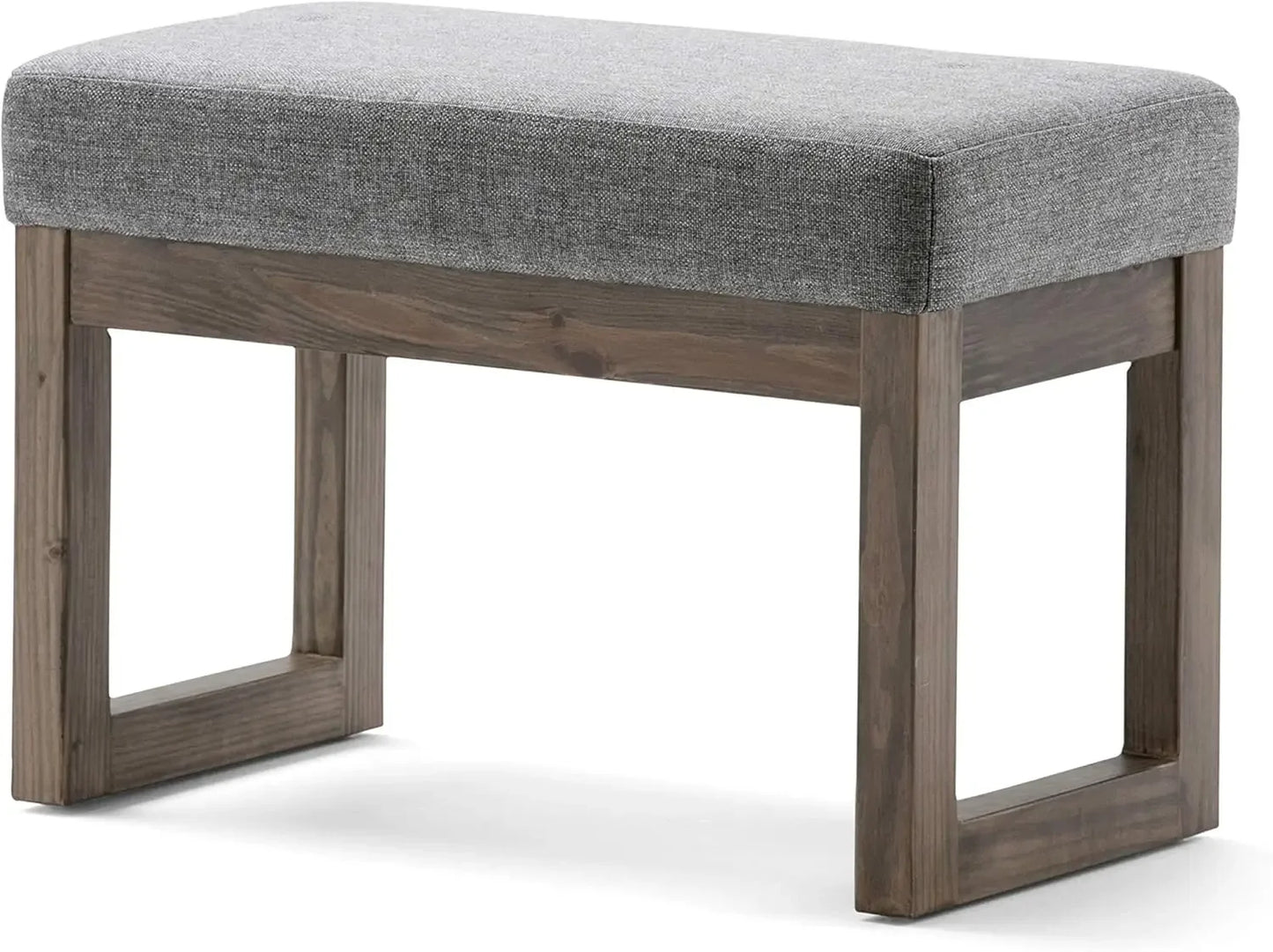 45 inch Wide Contemporary Rectangle Large Ottoman Bench in Grey Linen Look Fabric, Assembled, for the Living Room