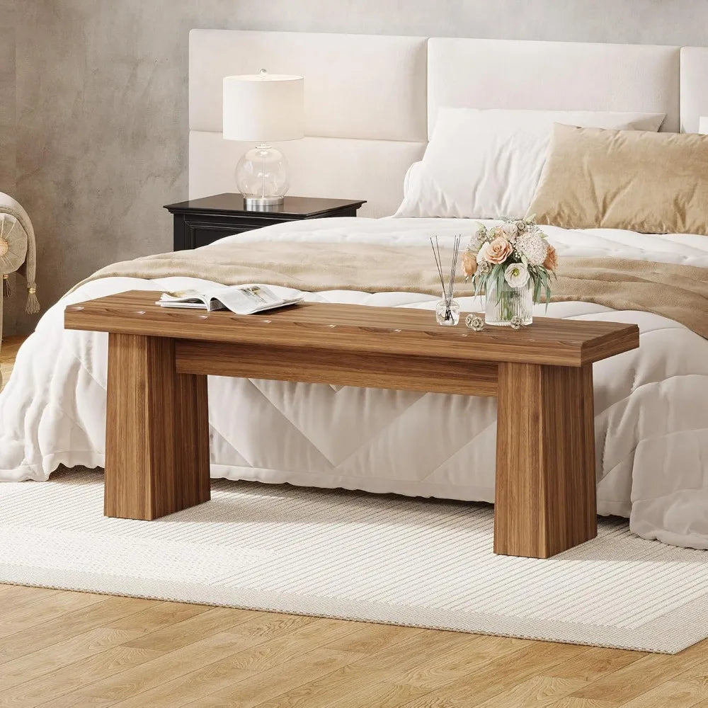 Wooden Entryway Bench, Wood Dining Table Bench with Sturdy Frame for Dining Room Bedroom Living Room Hallway Kitchen