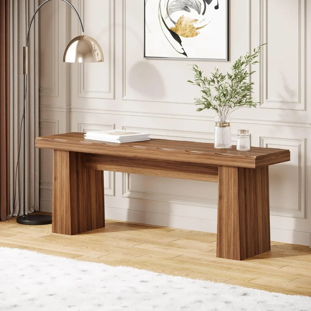 Wooden Entryway Bench, Wood Dining Table Bench with Sturdy Frame for Dining Room Bedroom Living Room Hallway Kitchen