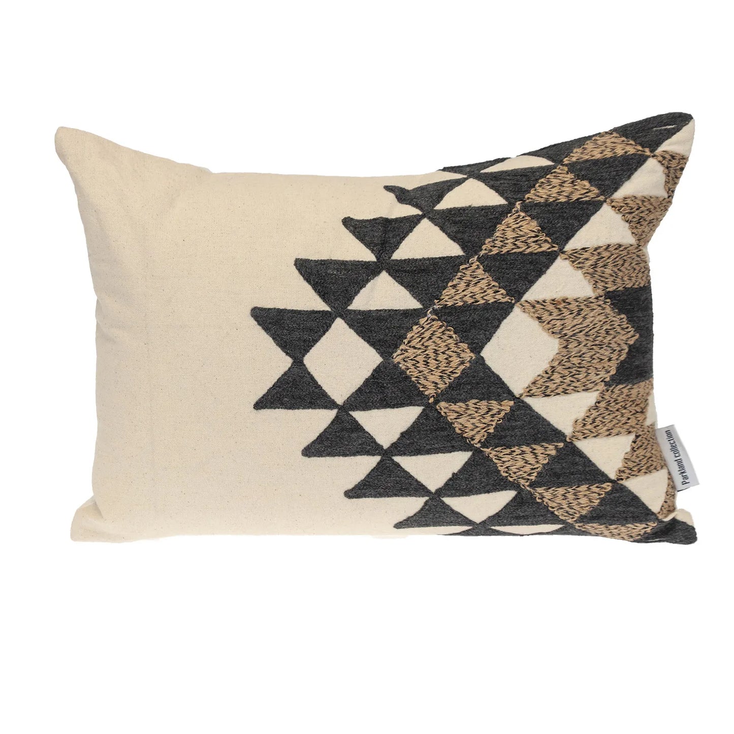 Beige and Black Geometric Cotton Throw Pillow Decorative and Stylish for Home or Office