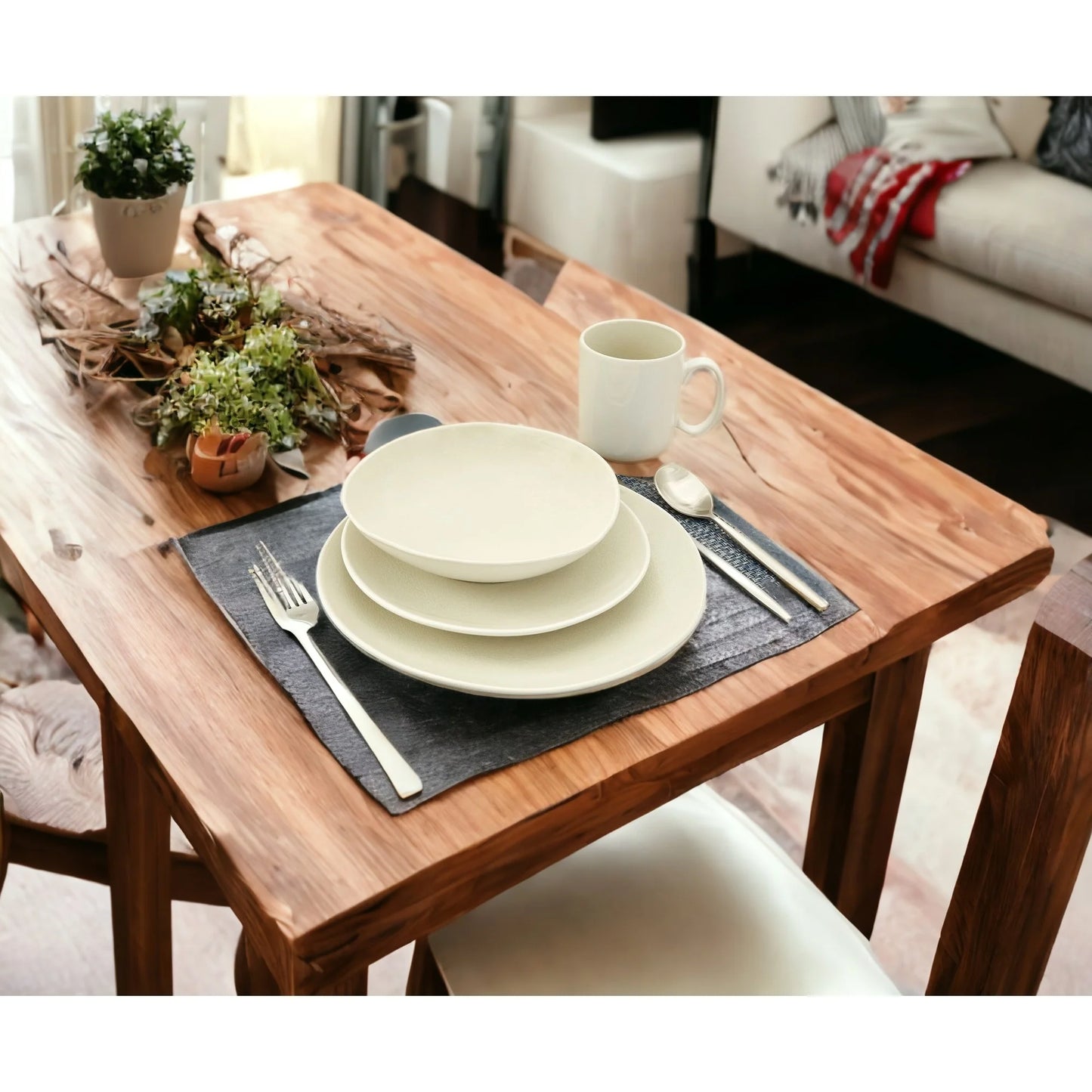HMS Luxury Sixteen-Piece Ceramic Dinnerware Set White Natural Earthenware Tableware for Four-European Style Service for Home Use