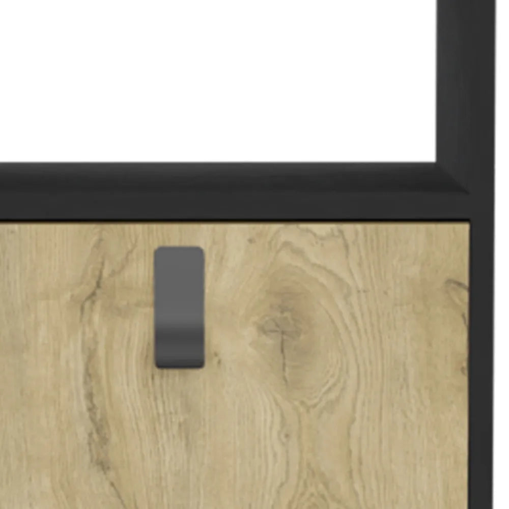 HMS Modern 23\" Black Wood One-Drawer Nightstand Bedroom Living Room Home Furniture with Panel Style for Apartments