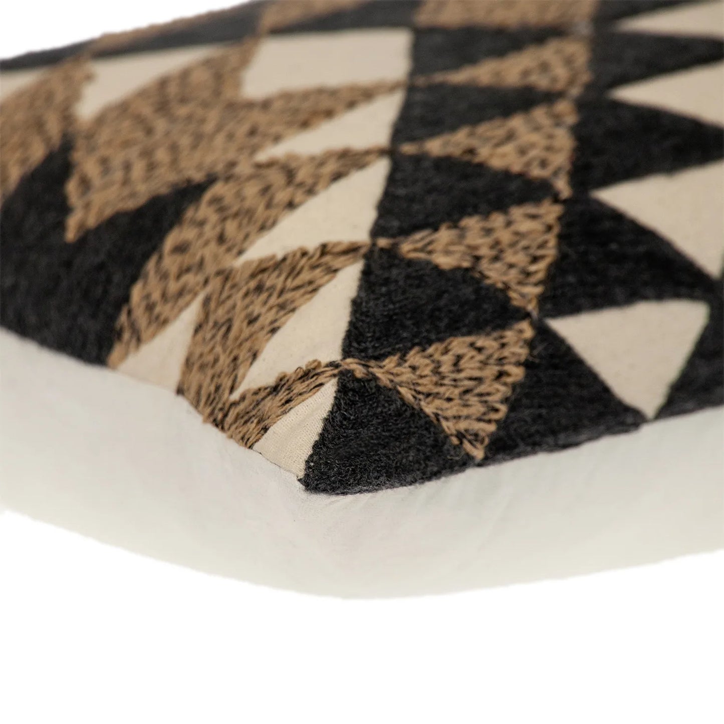Beige and Black Geometric Cotton Throw Pillow Decorative and Stylish for Home or Office