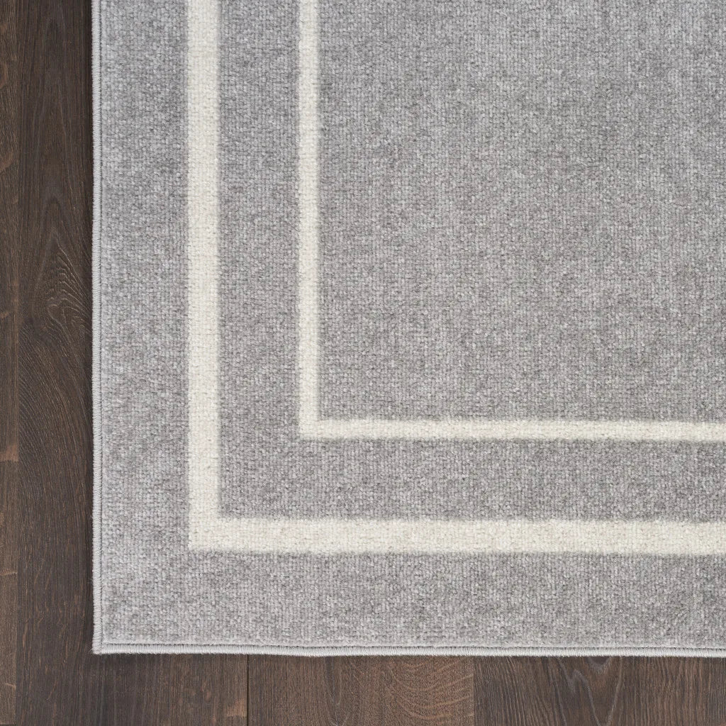 HMS 6' Modern Indoor/Outdoor Gray and Ivory Runner Rug Handmade Jute Wool Polyester Carpet Washable Anti-Slip for Home Use