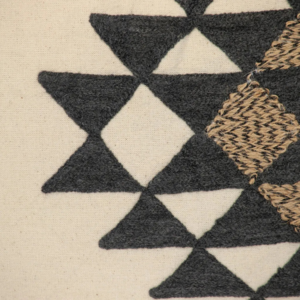 HMS 14\" X 20\" Beige and Black Geometric Cotton Throw Pillow Decorative and Stylish for Home or Office