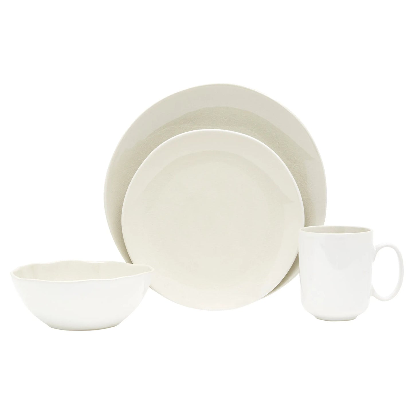 HMS Luxury Sixteen-Piece Ceramic Dinnerware Set White Natural Earthenware Tableware for Four-European Style Service for Home Use