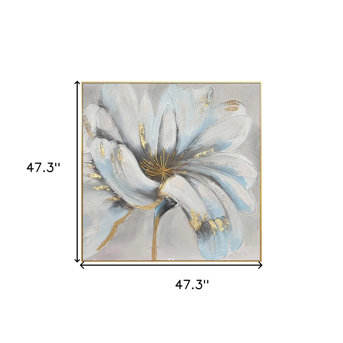 HMS Unveiled Modern Gold Framed Oil Painting Oversized Floral Wall Art for Home Decoration Hand Painted