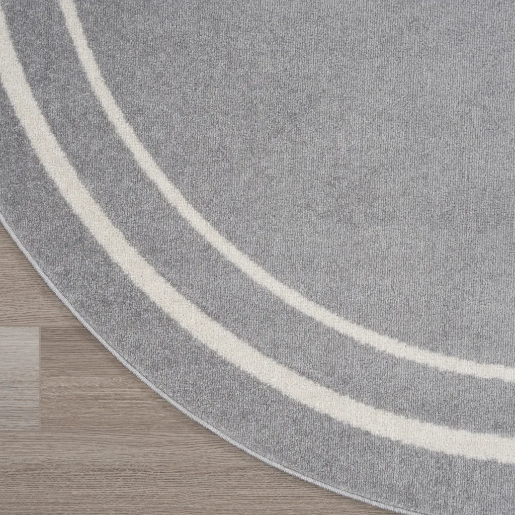 HMS 4' Reversible Indoor/Outdoor Braided Woven Area Rug Gray Ivory Waterproof and Washable for Patio or Beach Home Use