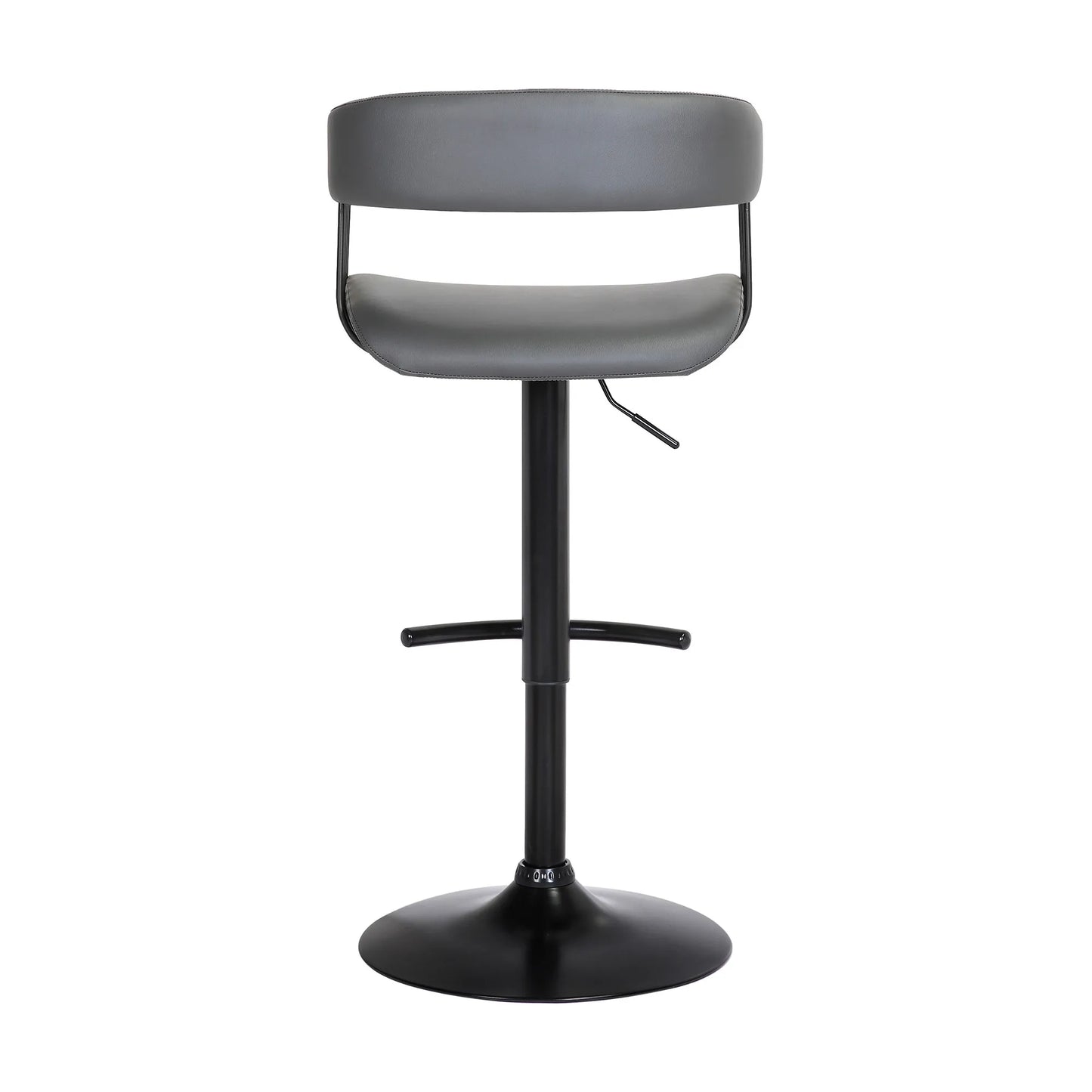 HMS Modern Style Gray & Black Faux Leather Bar Stool with Metal Swivel Adjustable Height for Home Hotel or Dining