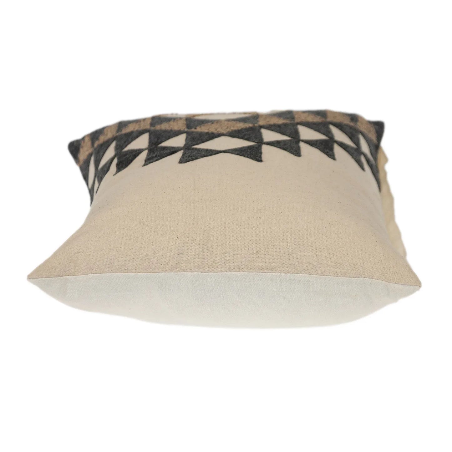 Beige and Black Geometric Cotton Throw Pillow Decorative and Stylish for Home or Office