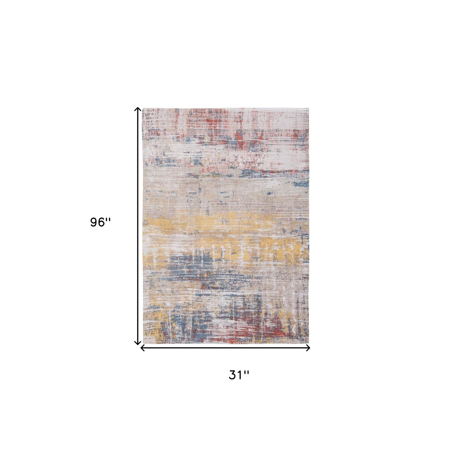 HMS 10' White Abstract Braided Runner Rug Handmade Modern Silk and Wool Washable for Teenagers' Prayers Picnics Home Use