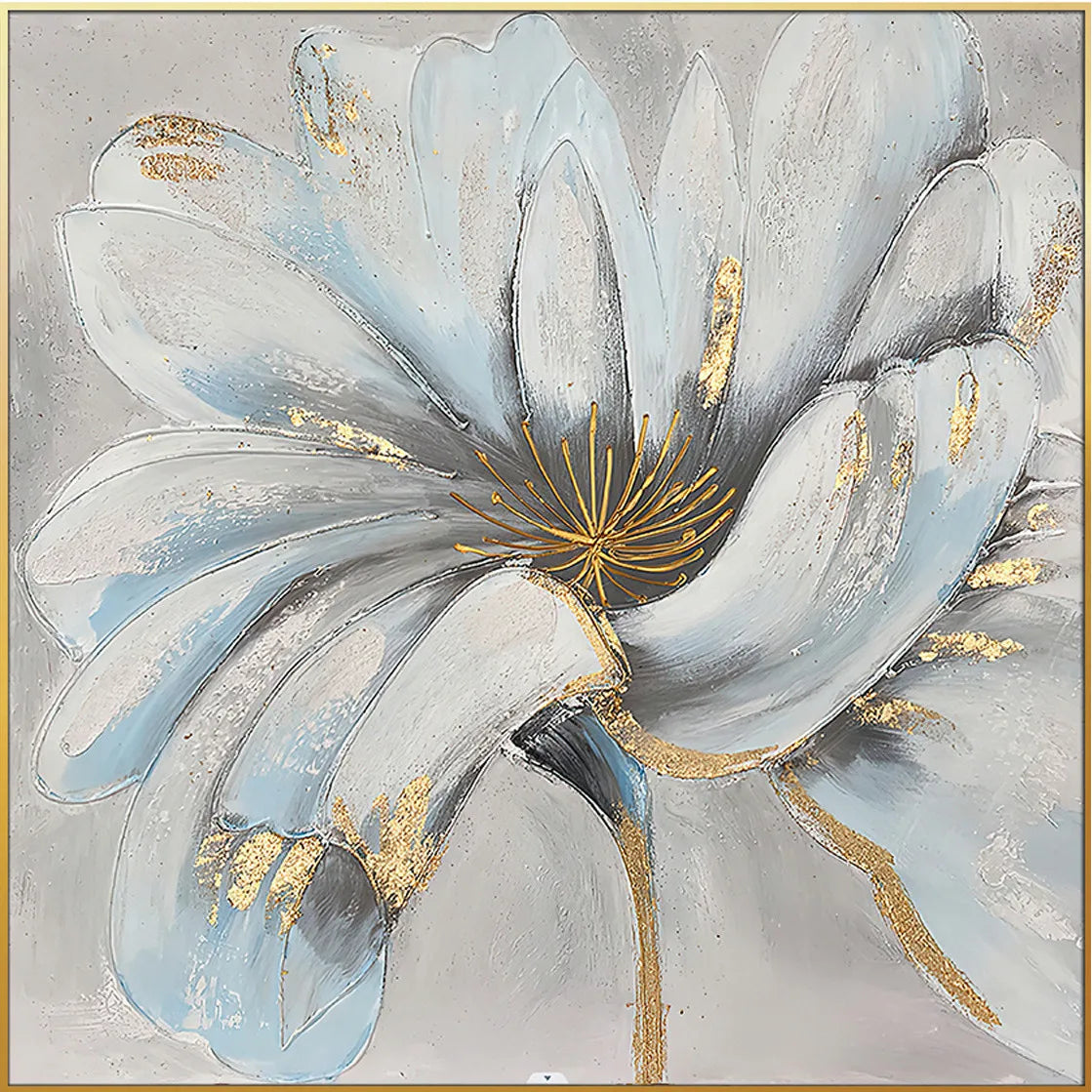 HMS Unveiled Modern Gold Framed Oil Painting Oversized Floral Wall Art for Home Decoration Hand Painted