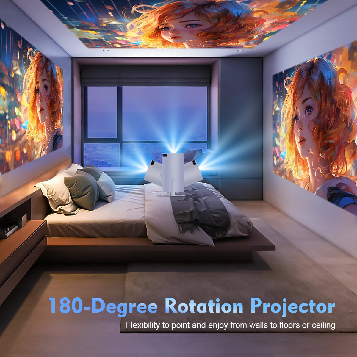 Magcubic Projector Android 11 4K 1280*720P HY300 Pro + Dual Wifi 260ANSI 180°flexible BT5.0 Cinema Outdoor Portable Projector