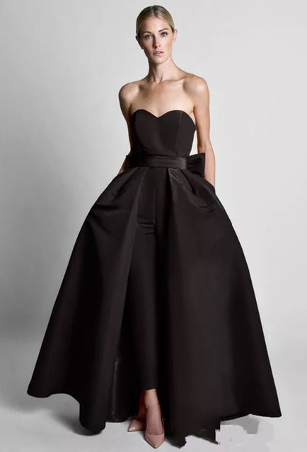 Scarlet Elegance Sleeveless Red Evening Jumpsuit Gown with Flowy Cape Overlay