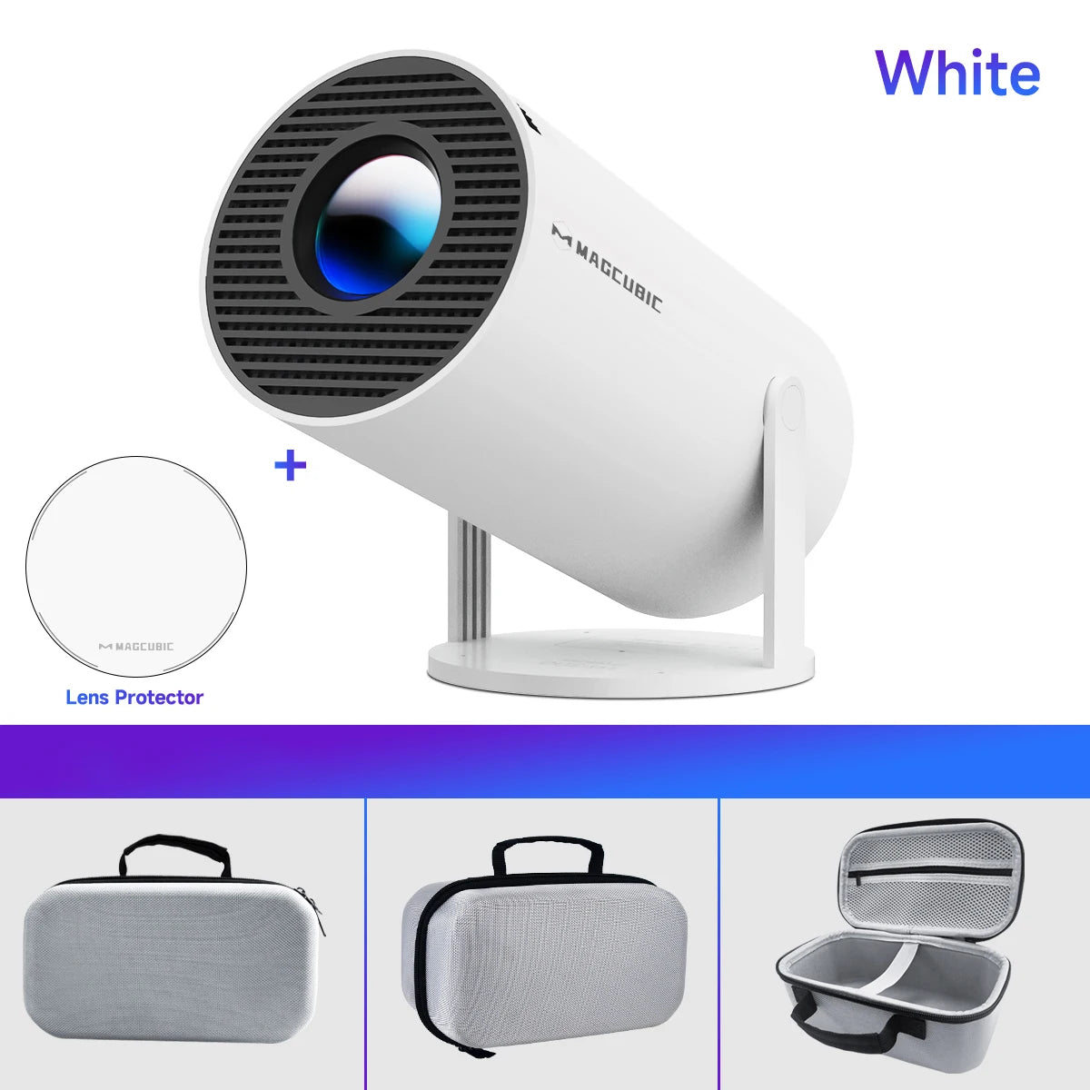 Magcubic Projector Android 11 4K 1280*720P HY300 Pro + Dual Wifi 260ANSI 180°flexible BT5.0 Cinema Outdoor Portable Projector